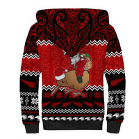 Personalised New Zealand Christmas Sherpa Hoodie Kiwi Santa Claus Maori Meri Kirihimete - Wonder Print Shop