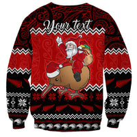 Personalised New Zealand Christmas Sweatshirt Kiwi Santa Claus Maori Meri Kirihimete - Wonder Print Shop
