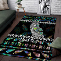 Personalised New Zealand Christmas Area Rug Maori Fern Manaia Meri Kirihimete with Papaua Shell LT9 - Wonder Print Shop