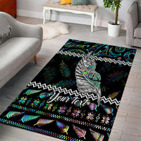 Personalised New Zealand Christmas Area Rug Maori Fern Manaia Meri Kirihimete with Papaua Shell LT9 - Wonder Print Shop