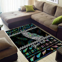 Personalised New Zealand Christmas Area Rug Maori Fern Manaia Meri Kirihimete with Papaua Shell LT9 - Wonder Print Shop