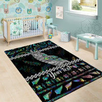 Personalised New Zealand Christmas Area Rug Maori Fern Manaia Meri Kirihimete with Papaua Shell LT9 - Wonder Print Shop