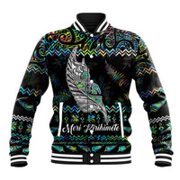 Personalised New Zealand Christmas Baseball Jacket Maori Fern Manaia Meri Kirihimete with Papaua Shell LT9 - Wonder Print Shop