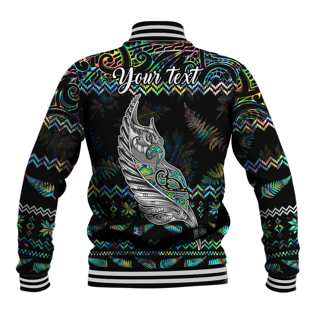 Personalised New Zealand Christmas Baseball Jacket Maori Fern Manaia Meri Kirihimete with Papaua Shell LT9 - Wonder Print Shop