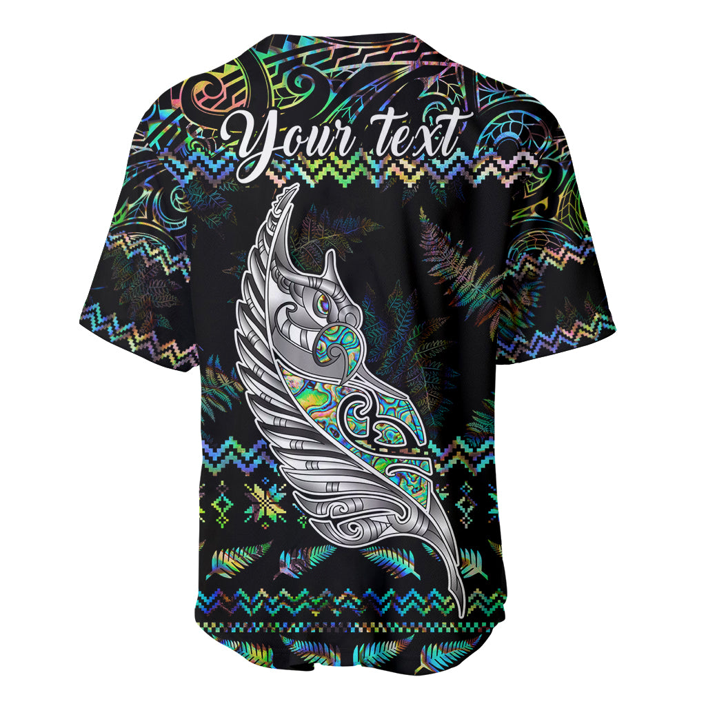 Personalised New Zealand Christmas Baseball Jersey Maori Fern Manaia Meri Kirihimete with Papaua Shell LT9 - Wonder Print Shop