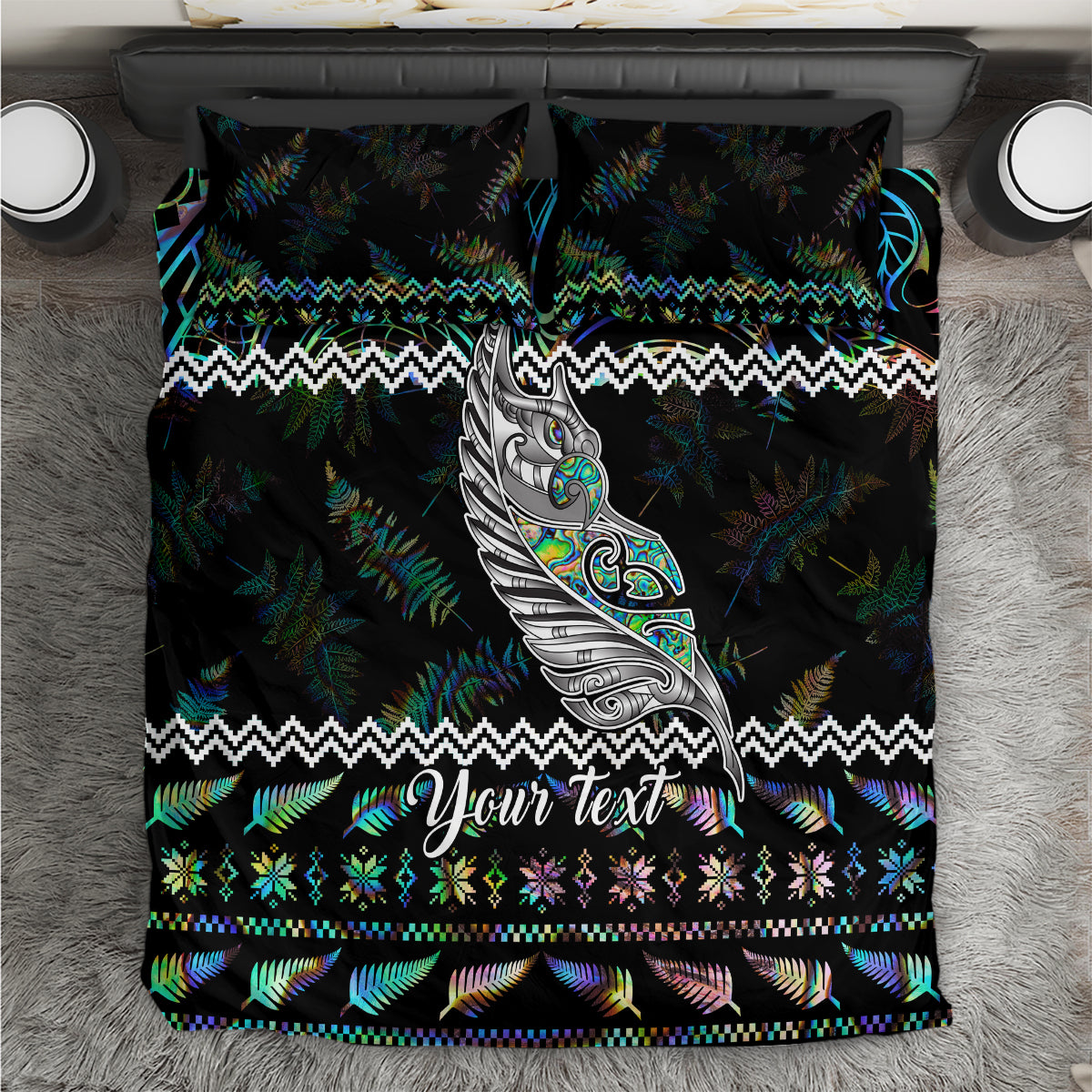 Personalised New Zealand Christmas Bedding Set Maori Fern Manaia Meri Kirihimete with Papaua Shell LT9 - Wonder Print Shop