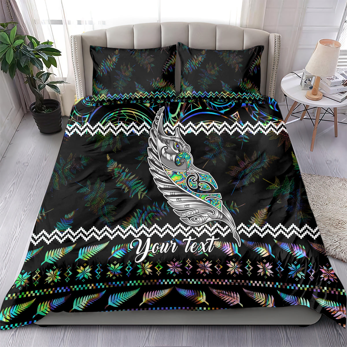 Personalised New Zealand Christmas Bedding Set Maori Fern Manaia Meri Kirihimete with Papaua Shell LT9 - Wonder Print Shop