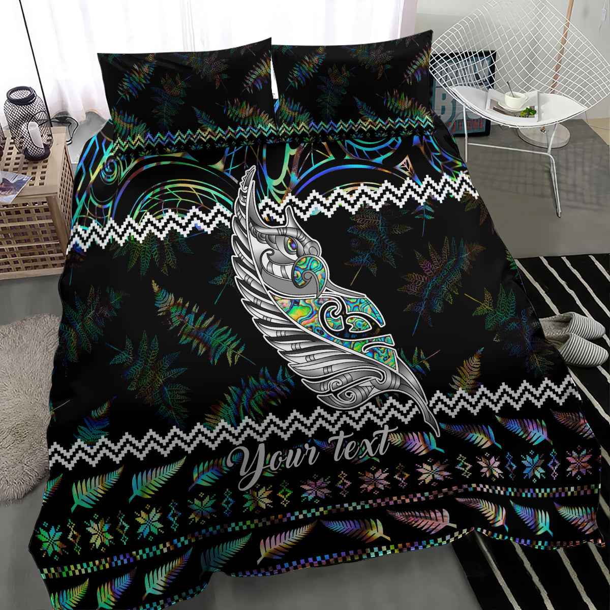 Personalised New Zealand Christmas Bedding Set Maori Fern Manaia Meri Kirihimete with Papaua Shell LT9 - Wonder Print Shop