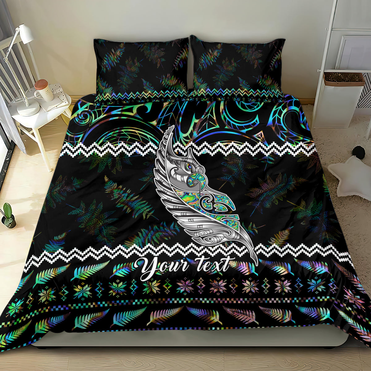 Personalised New Zealand Christmas Bedding Set Maori Fern Manaia Meri Kirihimete with Papaua Shell LT9 - Wonder Print Shop