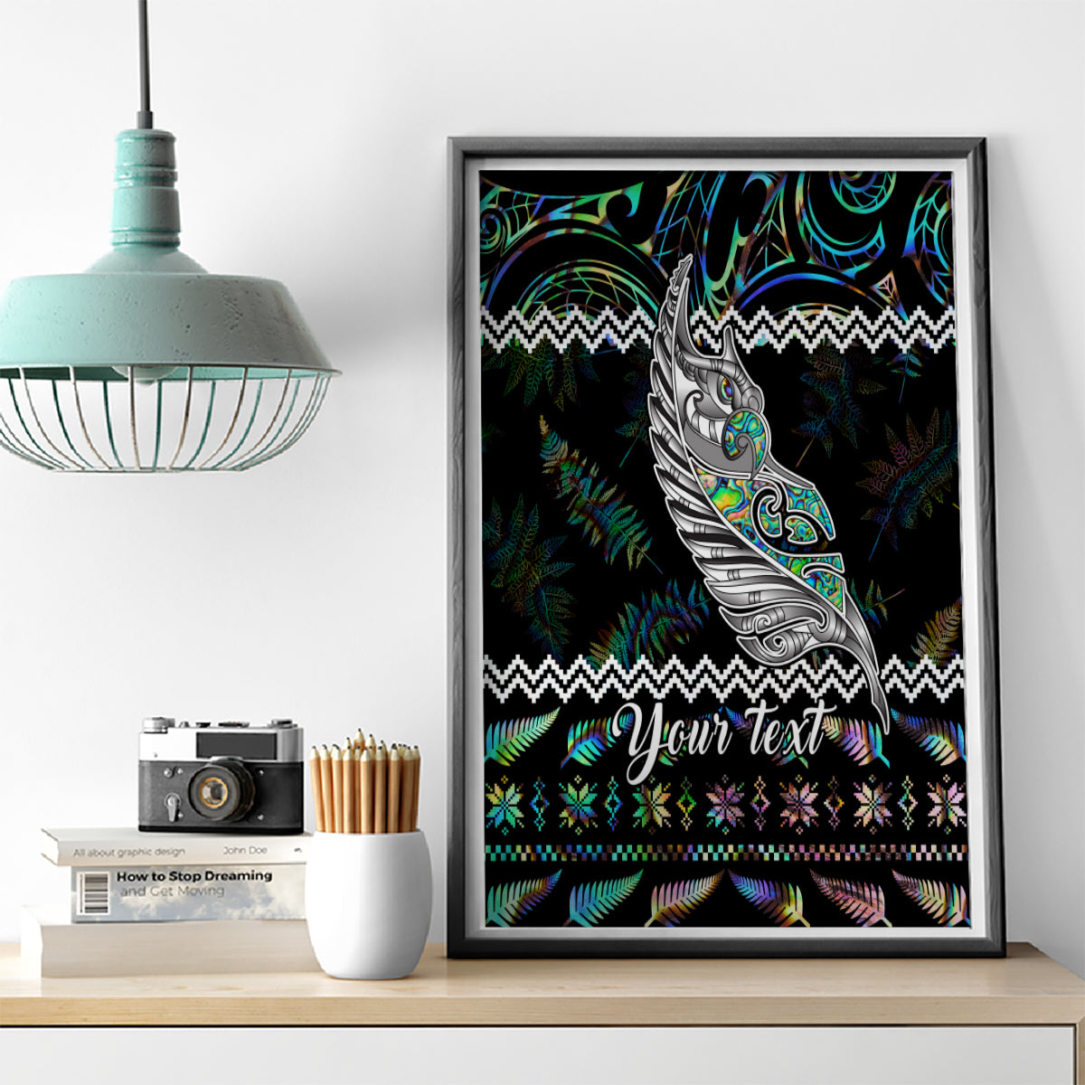 Personalised New Zealand Christmas Canvas Wall Art Maori Fern Manaia Meri Kirihimete with Papaua Shell LT9 - Wonder Print Shop