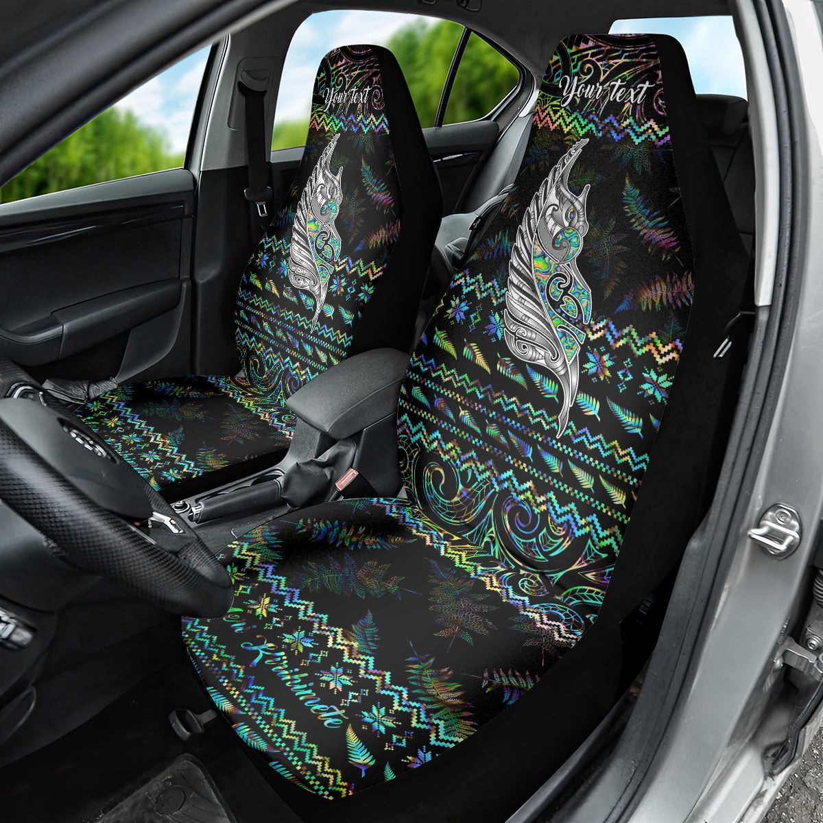 Personalised New Zealand Christmas Car Seat Cover Maori Fern Manaia Meri Kirihimete with Papaua Shell LT9 - Wonder Print Shop