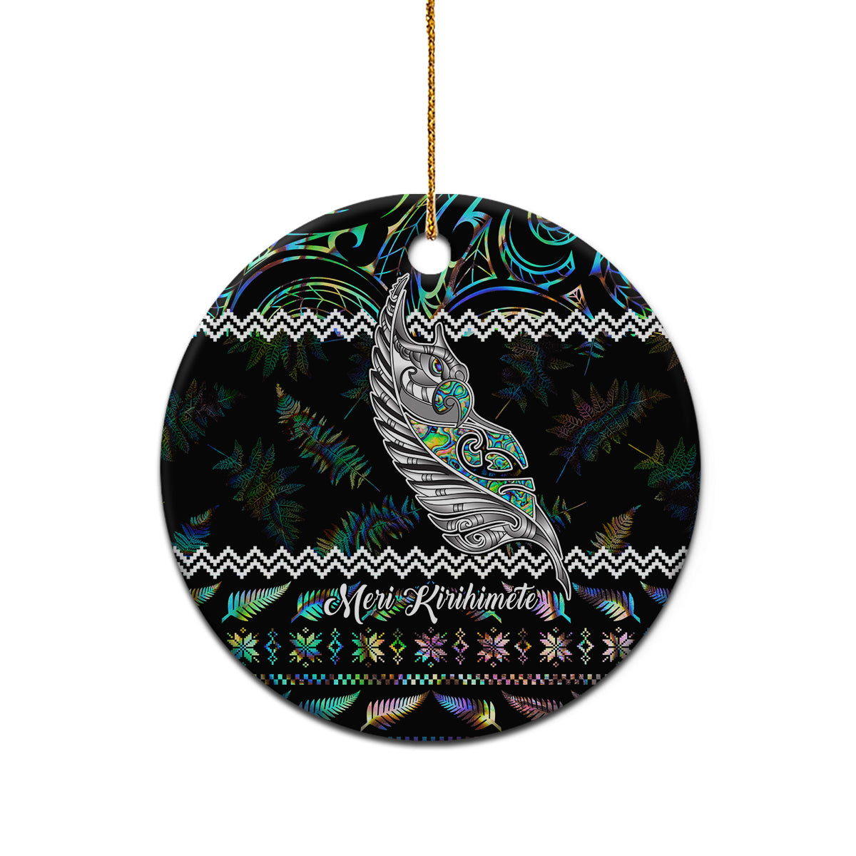 Personalised New Zealand Christmas Ceramic Ornament Maori Fern Manaia Meri Kirihimete with Papaua Shell LT9 - Wonder Print Shop