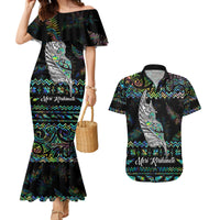 Personalised New Zealand Christmas Couples Matching Mermaid Dress and Hawaiian Shirt Maori Fern Manaia Meri Kirihimete with Papaua Shell LT9 - Wonder Print Shop