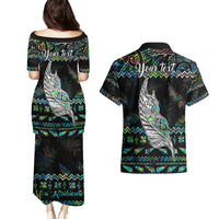 Personalised New Zealand Christmas Couples Matching Puletasi Dress and Hawaiian Shirt Maori Fern Manaia Meri Kirihimete with Papaua Shell LT9 - Wonder Print Shop