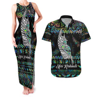 Personalised New Zealand Christmas Couples Matching Tank Maxi Dress and Hawaiian Shirt Maori Fern Manaia Meri Kirihimete with Papaua Shell LT9 - Wonder Print Shop