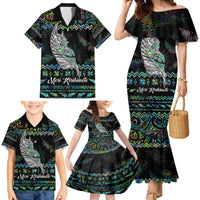 Personalised New Zealand Christmas Family Matching Mermaid Dress and Hawaiian Shirt Maori Fern Manaia Meri Kirihimete with Papaua Shell LT9 - Wonder Print Shop