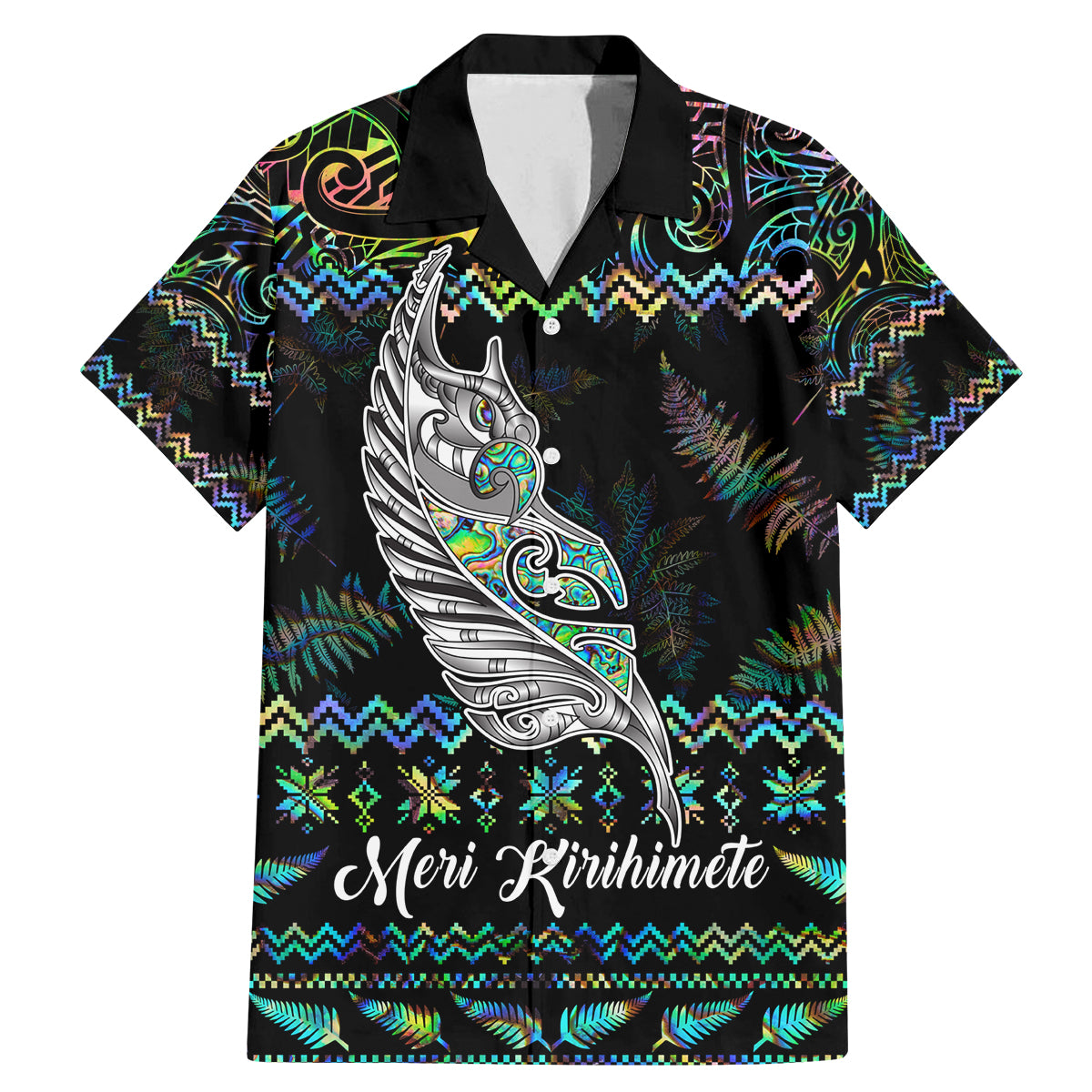 Personalised New Zealand Christmas Family Matching Mermaid Dress and Hawaiian Shirt Maori Fern Manaia Meri Kirihimete with Papaua Shell LT9 - Wonder Print Shop