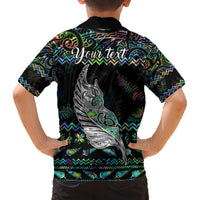 Personalised New Zealand Christmas Family Matching Off Shoulder Long Sleeve Dress and Hawaiian Shirt Maori Fern Manaia Meri Kirihimete with Papaua Shell - Wonder Print Shop