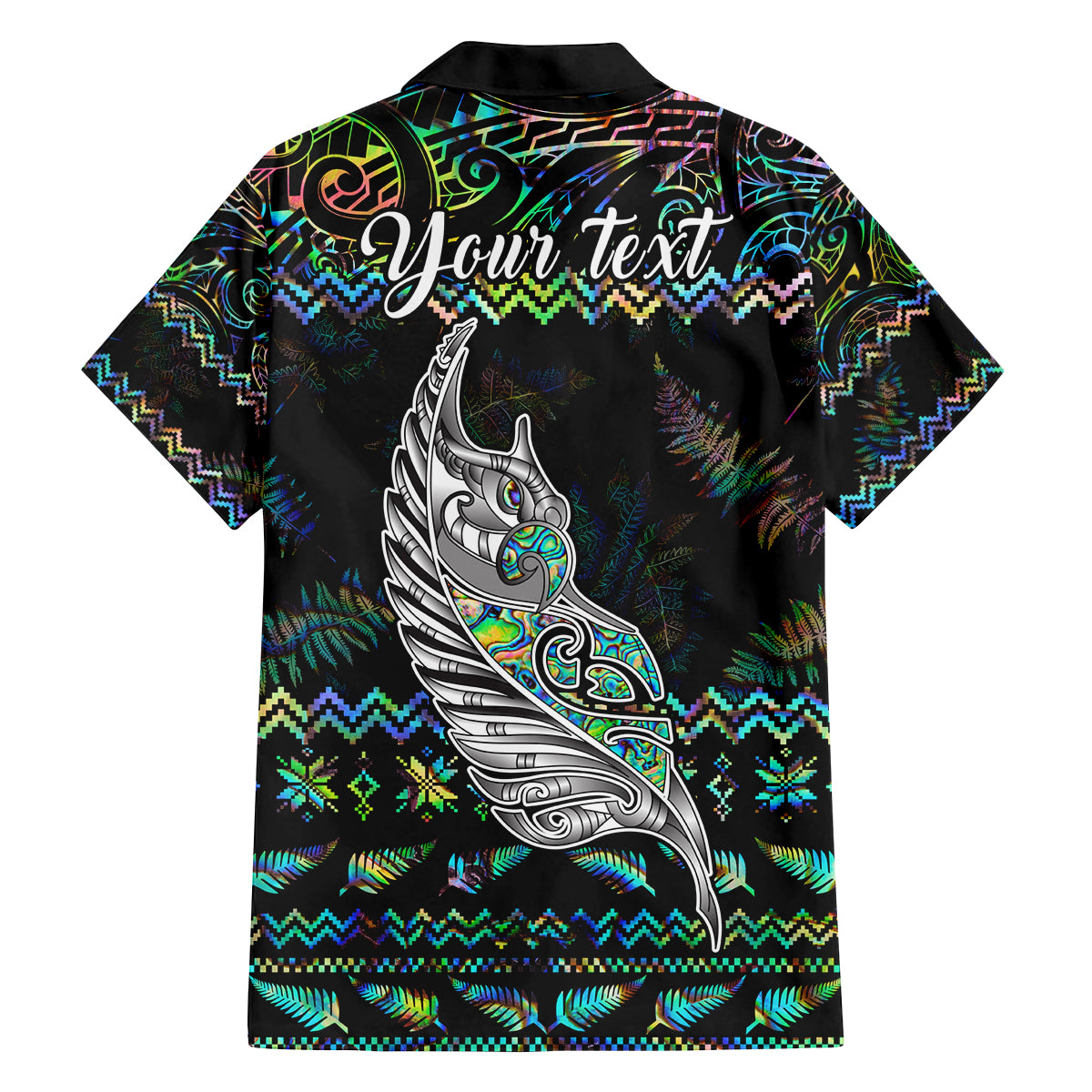 Personalised New Zealand Christmas Family Matching Off Shoulder Long Sleeve Dress and Hawaiian Shirt Maori Fern Manaia Meri Kirihimete with Papaua Shell - Wonder Print Shop