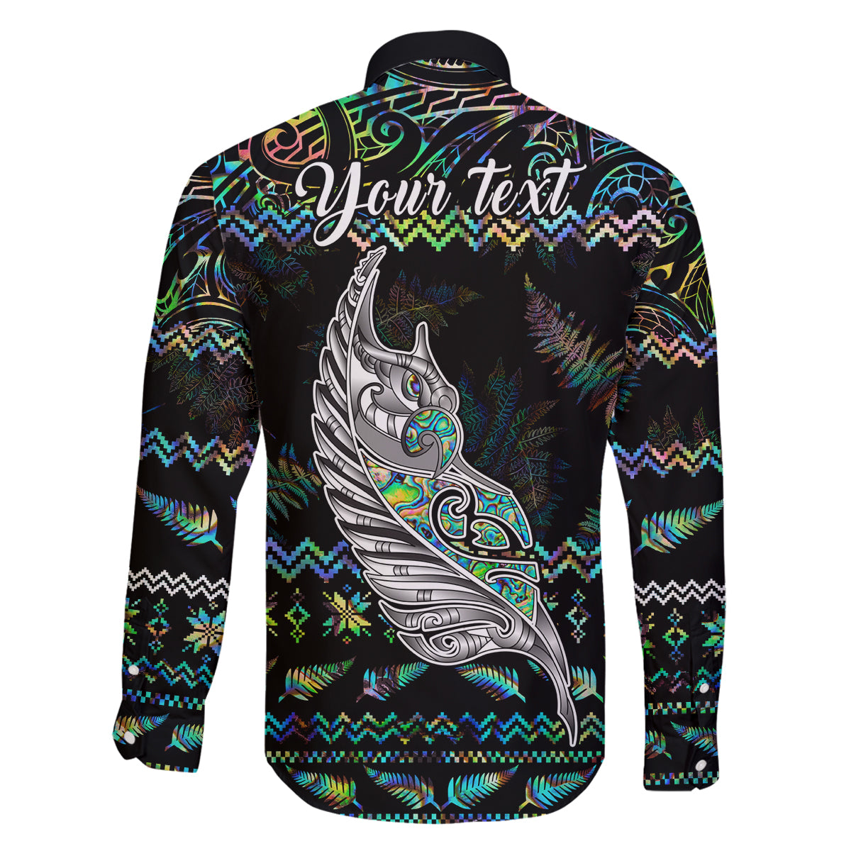 Personalised New Zealand Christmas Family Matching Off Shoulder Long Sleeve Dress and Hawaiian Shirt Maori Fern Manaia Meri Kirihimete with Papaua Shell - Wonder Print Shop