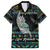 Personalised New Zealand Christmas Family Matching Off Shoulder Maxi Dress and Hawaiian Shirt Maori Fern Manaia Meri Kirihimete with Papaua Shell LT9 - Wonder Print Shop