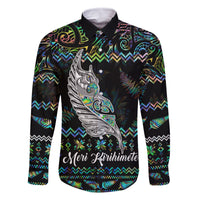 Personalised New Zealand Christmas Family Matching Off Shoulder Maxi Dress and Hawaiian Shirt Maori Fern Manaia Meri Kirihimete with Papaua Shell LT9 - Wonder Print Shop