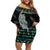 Personalised New Zealand Christmas Family Matching Off Shoulder Short Dress and Hawaiian Shirt Maori Fern Manaia Meri Kirihimete with Papaua Shell LT9 - Wonder Print Shop