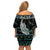 Personalised New Zealand Christmas Family Matching Off Shoulder Short Dress and Hawaiian Shirt Maori Fern Manaia Meri Kirihimete with Papaua Shell LT9 - Wonder Print Shop