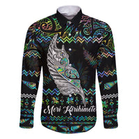 Personalised New Zealand Christmas Family Matching Puletasi Dress and Hawaiian Shirt Maori Fern Manaia Meri Kirihimete with Papaua Shell - Wonder Print Shop