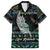 Personalised New Zealand Christmas Family Matching Short Sleeve Bodycon Dress and Hawaiian Shirt Maori Fern Manaia Meri Kirihimete with Papaua Shell - Wonder Print Shop