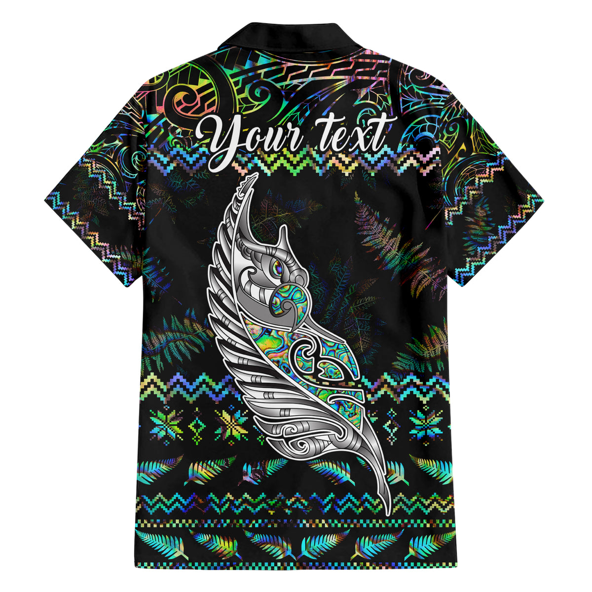 Personalised New Zealand Christmas Family Matching Short Sleeve Bodycon Dress and Hawaiian Shirt Maori Fern Manaia Meri Kirihimete with Papaua Shell - Wonder Print Shop