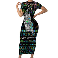 Personalised New Zealand Christmas Family Matching Short Sleeve Bodycon Dress and Hawaiian Shirt Maori Fern Manaia Meri Kirihimete with Papaua Shell - Wonder Print Shop