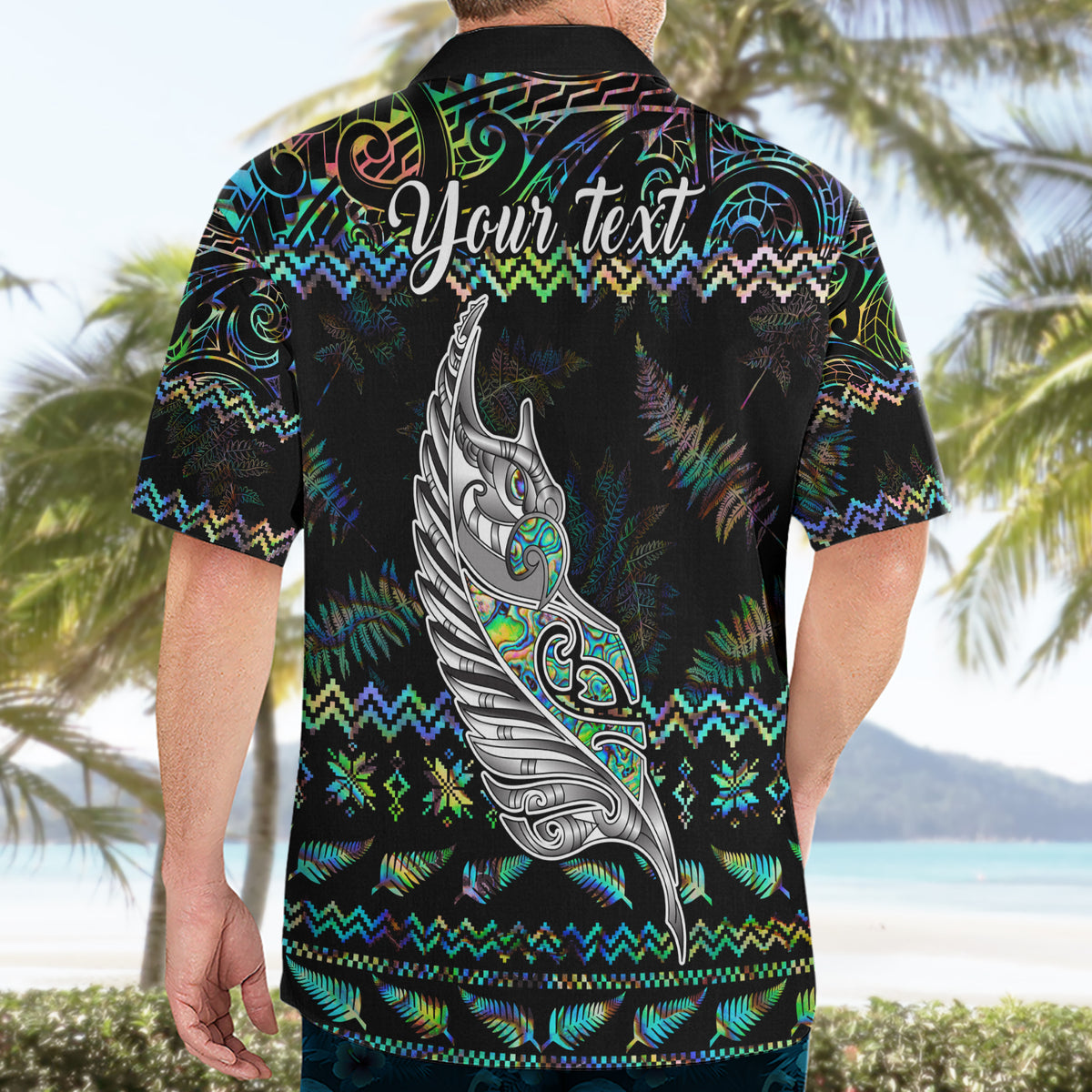 Personalised New Zealand Christmas Hawaiian Shirt Maori Fern Manaia Meri Kirihimete with Papaua Shell - Wonder Print Shop