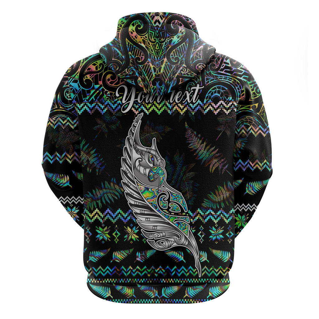 Personalised New Zealand Christmas Hoodie Maori Fern Manaia Meri Kirihimete with Papaua Shell - Wonder Print Shop