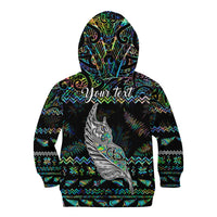 Personalised New Zealand Christmas Kid Hoodie Maori Fern Manaia Meri Kirihimete with Papaua Shell - Wonder Print Shop
