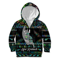 Personalised New Zealand Christmas Kid Hoodie Maori Fern Manaia Meri Kirihimete with Papaua Shell - Wonder Print Shop