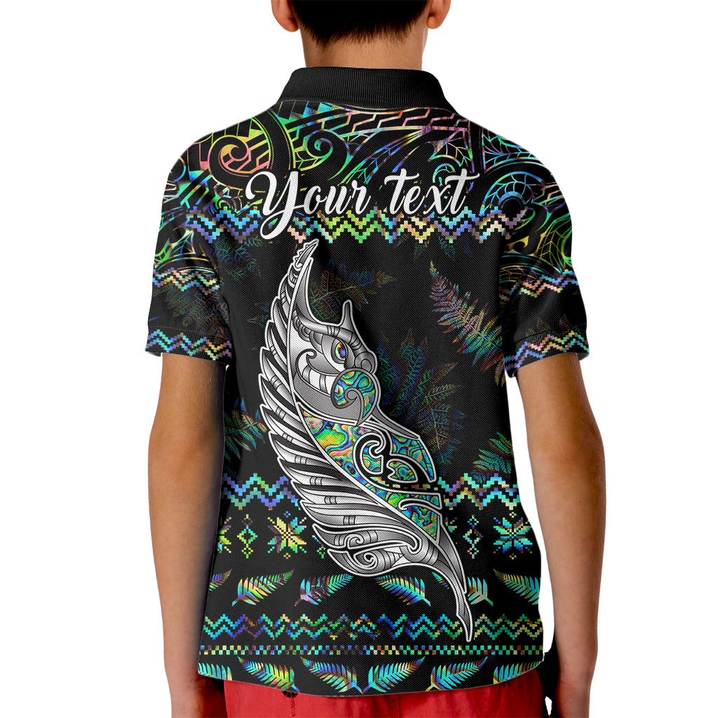 Personalised New Zealand Christmas Kid Polo Shirt Maori Fern Manaia Meri Kirihimete with Papaua Shell - Wonder Print Shop