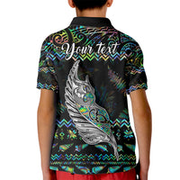 Personalised New Zealand Christmas Kid Polo Shirt Maori Fern Manaia Meri Kirihimete with Papaua Shell - Wonder Print Shop