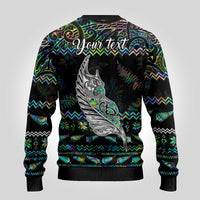 Personalised New Zealand Christmas Ugly Christmas Sweater Maori Fern Manaia Meri Kirihimete with Papaua Shell - Wonder Print Shop