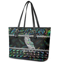 Personalised New Zealand Christmas Leather Tote Bag Maori Fern Manaia Meri Kirihimete with Papaua Shell - Wonder Print Shop