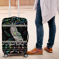 Personalised New Zealand Christmas Luggage Cover Maori Fern Manaia Meri Kirihimete with Papaua Shell - Wonder Print Shop