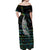 Personalised New Zealand Christmas Off Shoulder Maxi Dress Maori Fern Manaia Meri Kirihimete with Papaua Shell - Wonder Print Shop