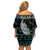 Personalised New Zealand Christmas Off Shoulder Short Dress Maori Fern Manaia Meri Kirihimete with Papaua Shell - Wonder Print Shop