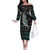 Personalised New Zealand Christmas Off The Shoulder Long Sleeve Dress Maori Fern Manaia Meri Kirihimete with Papaua Shell - Wonder Print Shop