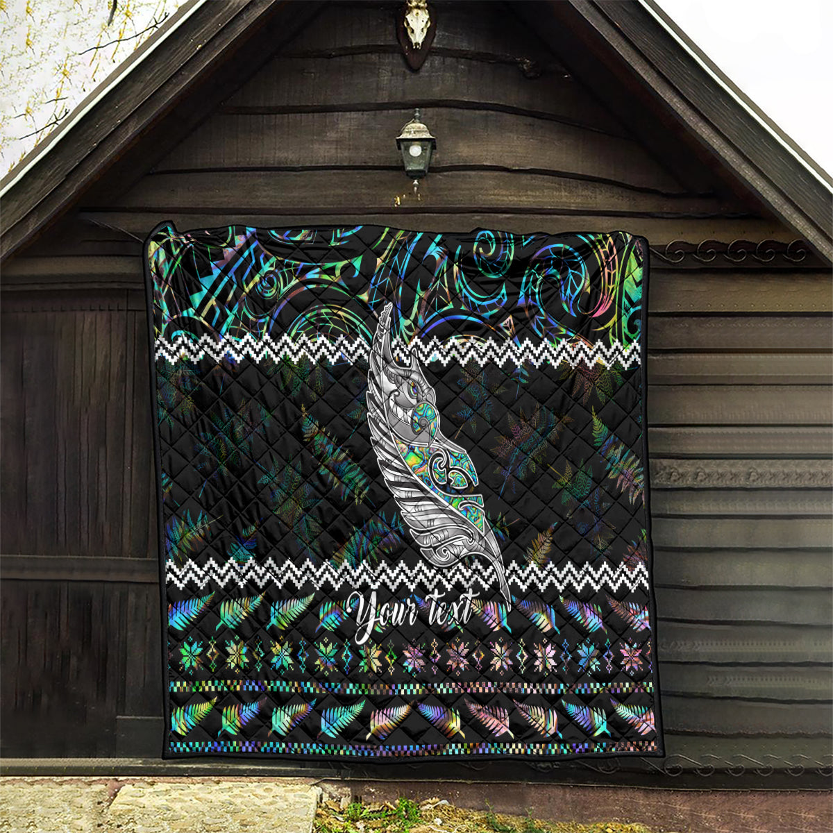 Personalised New Zealand Christmas Quilt Maori Fern Manaia Meri Kirihimete with Papaua Shell - Wonder Print Shop