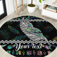 personalised-new-zealand-christmas-round-carpet-maori-fern-manaia-meri-kirihimete-with-papaua-shell
