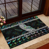 Personalised New Zealand Christmas Rubber Doormat Maori Fern Manaia Meri Kirihimete with Papaua Shell - Wonder Print Shop
