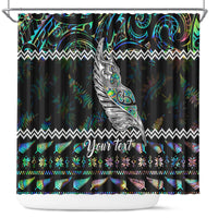 personalised-new-zealand-christmas-shower-curtain-maori-fern-manaia-meri-kirihimete-with-papaua-shell