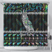 personalised-new-zealand-christmas-shower-curtain-maori-fern-manaia-meri-kirihimete-with-papaua-shell