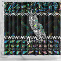 personalised-new-zealand-christmas-shower-curtain-maori-fern-manaia-meri-kirihimete-with-papaua-shell